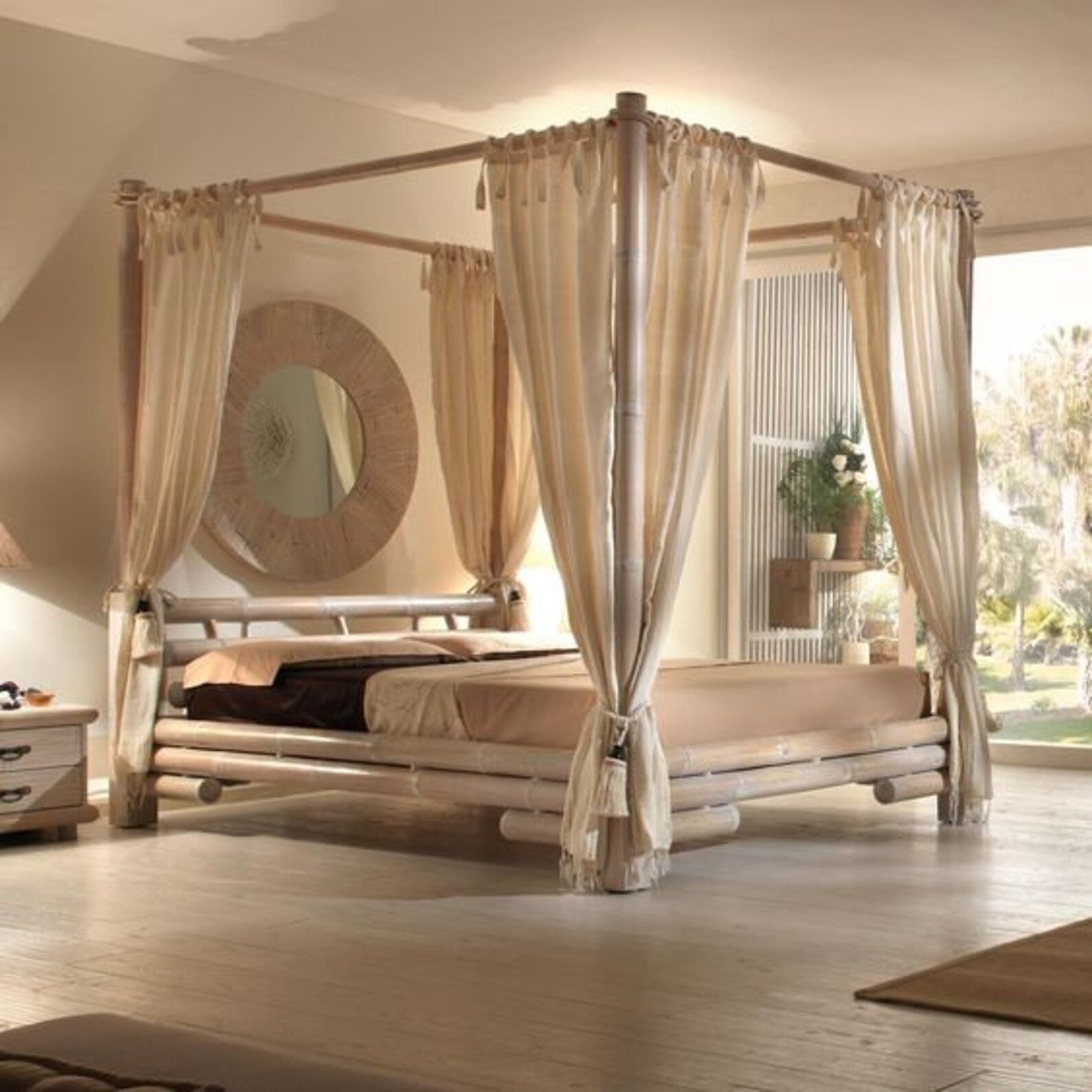 Luxury Linen Canopy Bed Curtains With Tie Top Curtains Bed Etsy