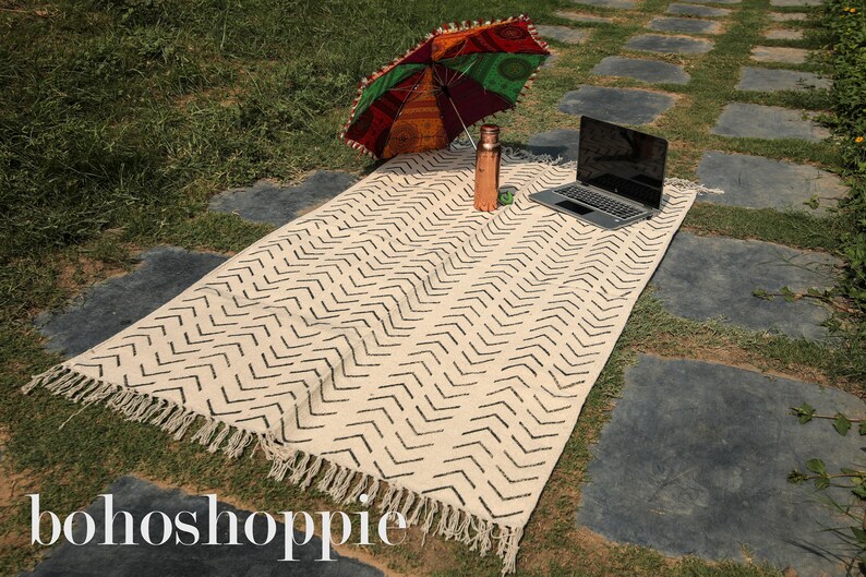 Block Printed Dhurrie Bedroom Runner Modern Rug Large Rug Indian Cotton Rug Floor Area Rug 2x3,3x5,4x6,5x8,6x9,8x10 Feet Living Room