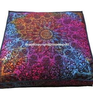 Almohada de piso cuadrado Mandala puf cubierta de cojín | Etsy
