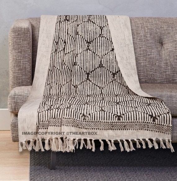 Cotton Throw Fringed Sofa Decor Sofa Couch Bed Throw Etsy