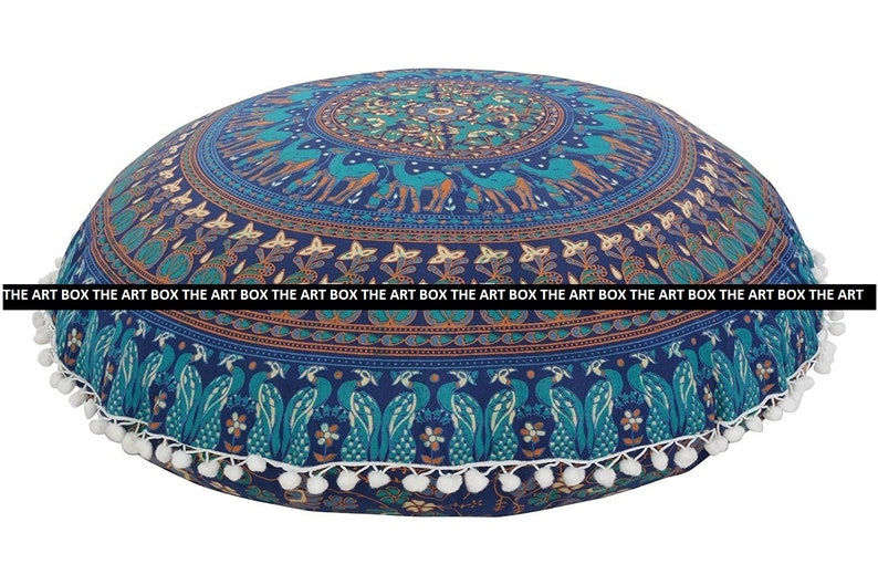 Large Floor Cushion Cover/mandala Floor Cushions/indian Round Etsy