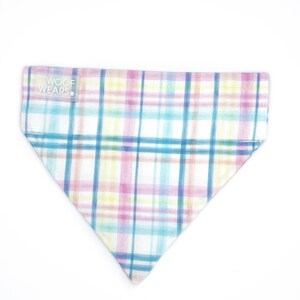 Stitch Bandana - Pastel Plaid Check Dog Bandana - Over The Collar - Handmade - Custom Dog Accessory