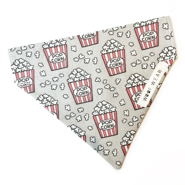 Pupcorn Bandana - Hecho a mano sobre el collar Popcorn Dog Bandana - Accesorios personalizados para perros