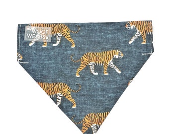 Tiger Bandana - Dog Accessories - Handmade Dog Gift - Over The Collar