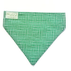Green Crisscross Pet Bandana - Handmade Over The Collar Dog Bandana - Customisable Dog Accessory