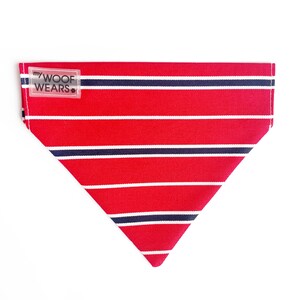 Regent Bandana - handmade red stripe dog bandana - customisable dog accessory