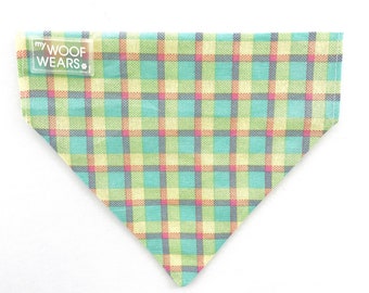 Spring Plaid Bandana - Over the collar - Summer dog accessory - pastel