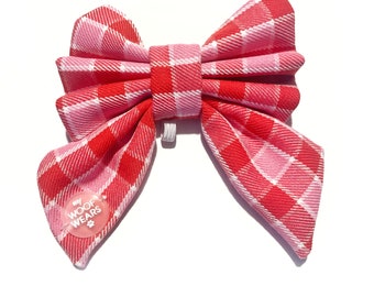 Valentines Plaid Sailor Bow/ Bow Tie - Over The Collar - Pet Accessories