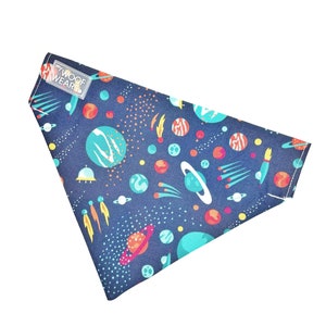 Astro Bandana - Space - Planet - Rocket Ship - Handmade Over The Collar Dog Bandana - Custom Dog Accessory
