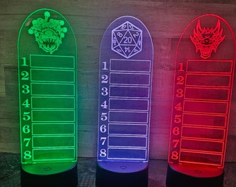 Laser Engraved Acrylic LED RPG Initiative Tracker