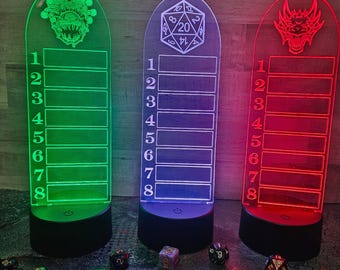 Laser Engraved Acrylic LED RPG Initiative Tracker