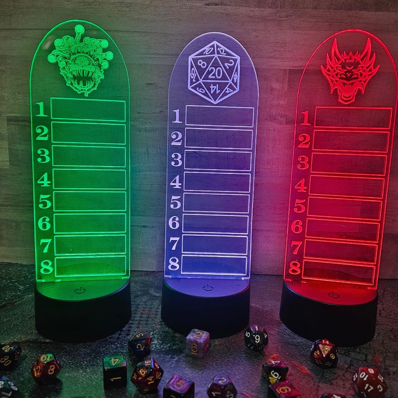 Grawerowany laserowo akrylowy tracker LED RPG Initiative zdjęcie 1