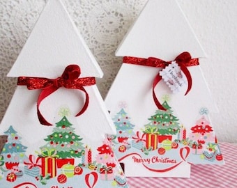 2 große weihnachtliche Geschenkboxen TANNENBAUM / Shabby / 2er Set