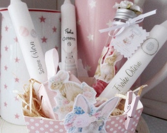 Easter gift set HAPPY EASTER / suitable for GreenGate / Easter candles / Easter / table decorations / gift / pastel rose