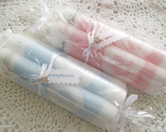 1 bundle of candles WELCOME BABY / candles with baby feet / baby shower / pink or light blue / baby shower / pastel