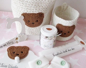 Sweet baby shower set TEDDY / 7 pieces / baby / baby shower / gift set / for birth / gift / neutral