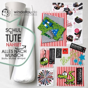 Nähset 85 cm Schultüte personalisierbar, inkl. Anleitung Zuckertütenbezug Bild 1