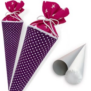 Cono escolar 70 cm, MORADO incluye cartón en blanco que se puede utilizar como cojín para cono escolar