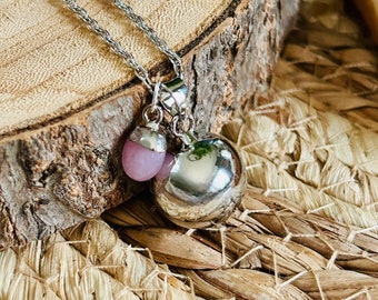 Magnifique et délicat bola de grossesse - collier de maternité pour joli cadeau - cage dorée grelot intégré non visible - Pierre Quartz rose