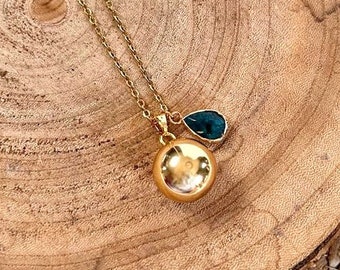 Magnificent and delicate pregnancy bola - maternity necklace for a nice gift - golden cage with integrated bell not visible - Natural Stone