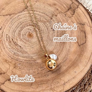 Magnificent and delicate pregnancy bola maternity necklace for a nice gift golden cage with integrated bell not visible Natural Stone image 4