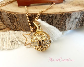 Magnificent and delicate pregnancy bola - maternity necklace for a nice gift - golden cage with integrated white bell - charm