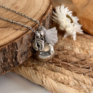 Pregnancy bola Tree of life maternity necklace for nice gift Sound bola with non-visible silver bell little feet image 2