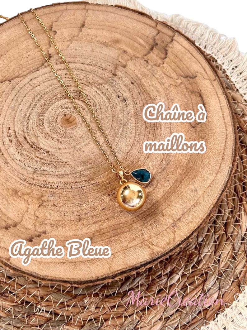 Magnificent and delicate pregnancy bola maternity necklace for a nice gift golden cage with integrated bell not visible Natural Stone image 2