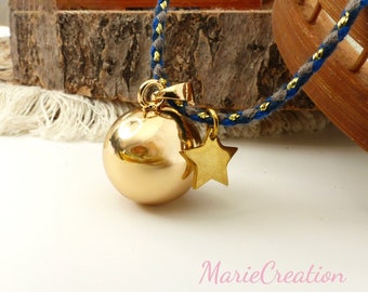 Magnificent and delicate pregnancy bola - maternity necklace for a nice gift - Golden bola with integrated bell, adjustable cord and charm