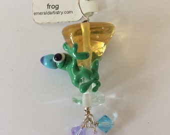 Glass New Years Frog Pendant