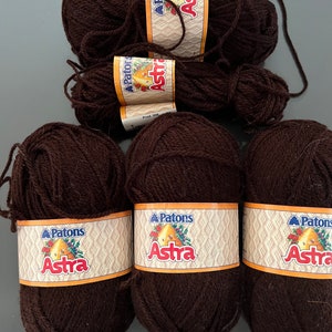 Lot of Patons Astra approx 3 1/2 skeins Dark brown sport weight