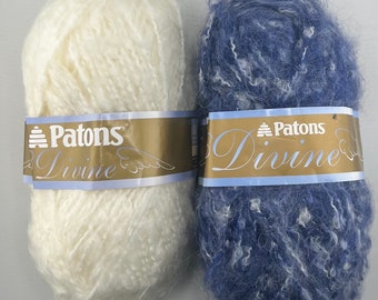 Lotto di 2 matassine di filato Patons Devine - Icicle e mix di denim acrilico mohair