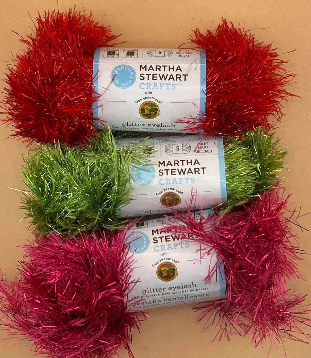 Martha Stewart Glitter Eyelash Lion Brand 25g Hard to Find 3 Colors ...