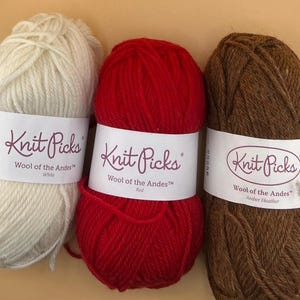 1 skein Wool of the Andes Knitpicks Worsted Peruvian 3 colors