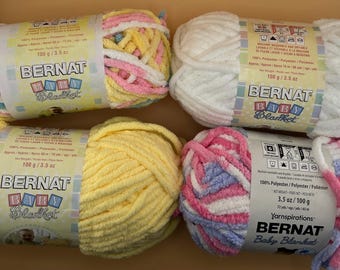 1 Knäuel Bernat Baby Decke Chenille 100 Gramm jeweils super bauschiges Rosa Blau, Entsteinungsmuster, Baby Gelb oder weiß