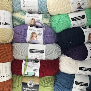 Lote de 1 madeja de hilo acrílico impecable Loops and Threads de 14 colores