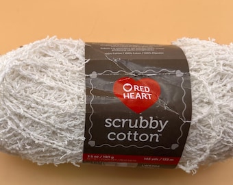 1 Strang Scrubby Baumwolle mit roten Herzen weiß ideal für Spültücher