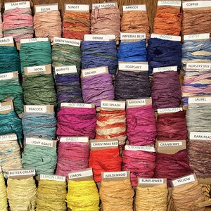 52 New Colors! Sari Silk 7 yard rolls of 3/4” Recycled Indian Sari Silk