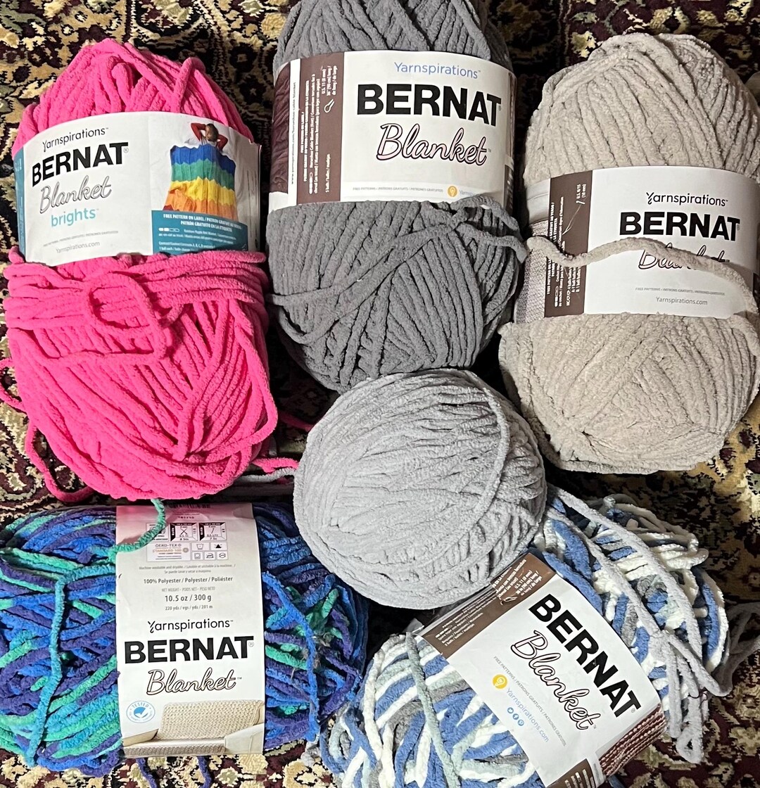 Bernat Blanket Chenille Colors Available Most 10 Ounce Grey, DK