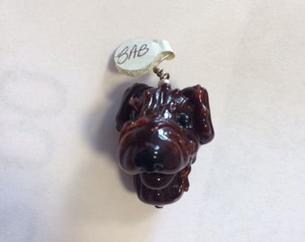 Glass Brown Dog Pendant