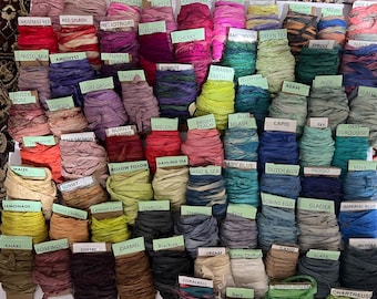 69 Colors! Sari Silk 7 yard rolls of 3/4” Recycled Indian Sari Silk New colors added