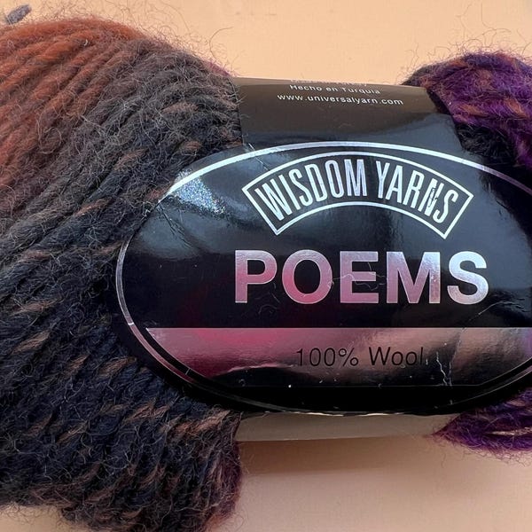 1 skein Wisdom yarn Poems 579 100% wool 50 gr Sunset mix