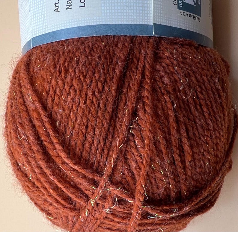 1 Skein Yarn Bee High Lights Rust Acrylic Polymide Metallic 3.5 Ounce ...