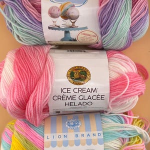 1 skein Ice Cream Lion Brand 3.5 ounce acrylic 3 colors available