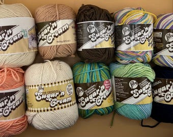 1 skein Sugar’n Cream 100% cotton 2.5 ounce each 4 weight 20 colors