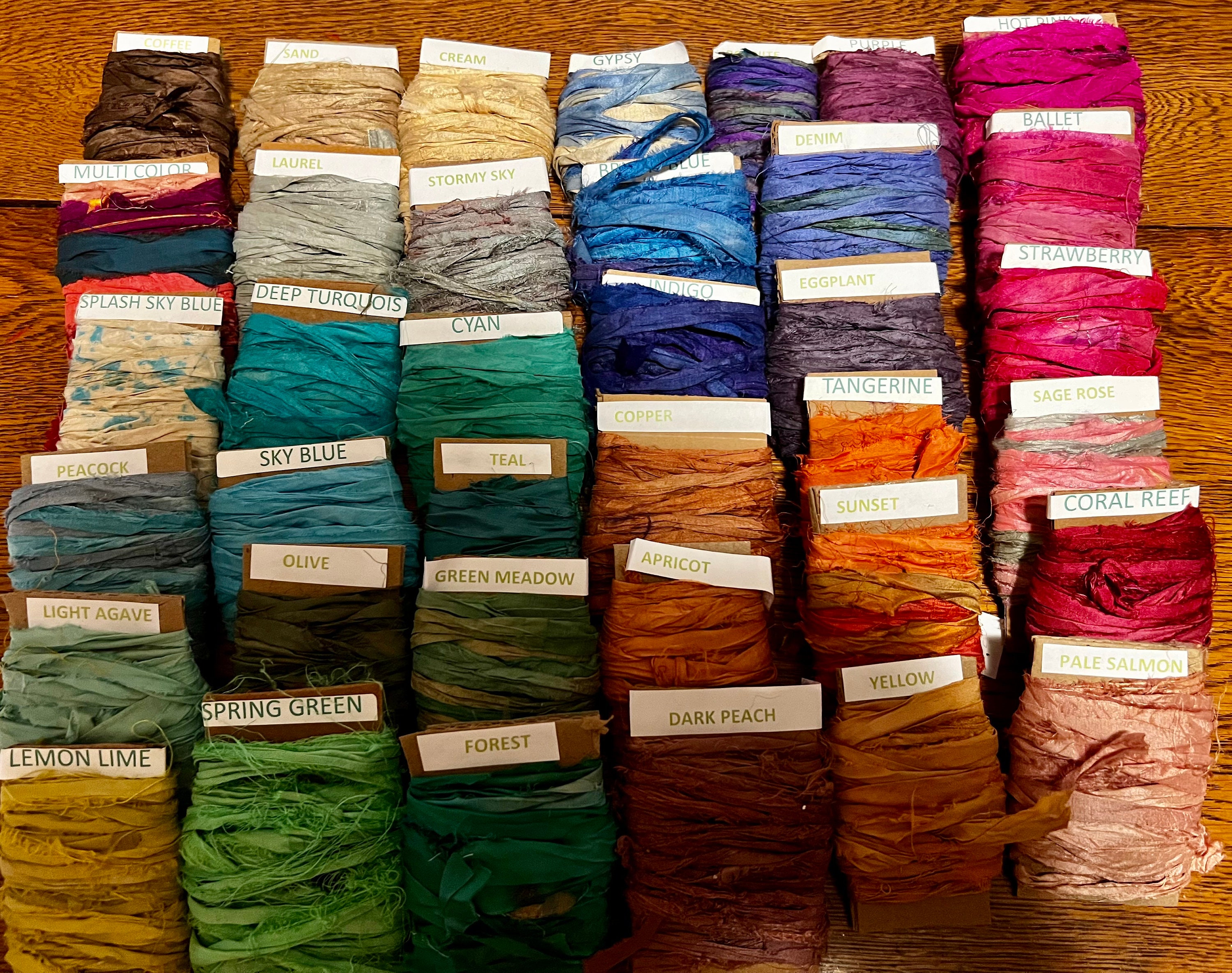 at The Bahamas: Multi Colored Sari Silk Ribbon Yarn - Ethically Sourced Yarn, Craft Kits, Home Goods, Clothing & Accessories