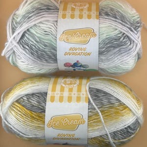 1 skein Lion Ice Cream Roving Divagation Dots and Bit of Honey 4 weight