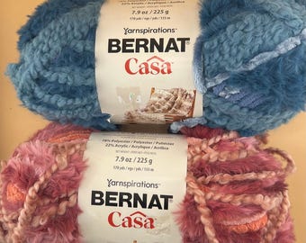 Bernat Casa 2 colors Mineral Blue and Marsala super bulky