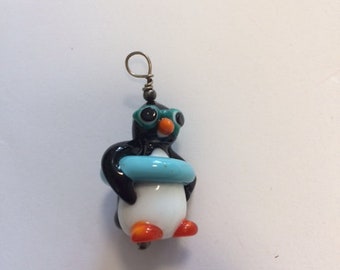 Glass Penguin in Floatie Pendant