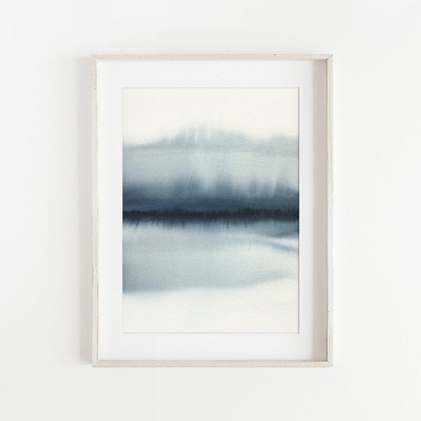 Abstract Landscape Print, A3 and A4, Contemporary Watercolor Giclee Print, Blue Contemporary Art, Watercolor Landscape Print, Tranquil